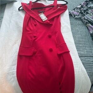 Charming Charlie Vibrant Red Buttoned Dress
